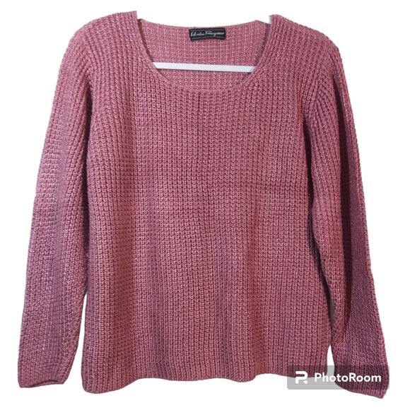 Salvatore Ferragamo Pink Vintage Silk Knit Sweater Long Sleeve Size M - Picture 1 of 7